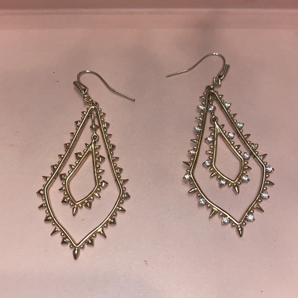 kendra scott gold earrings with diamond accents